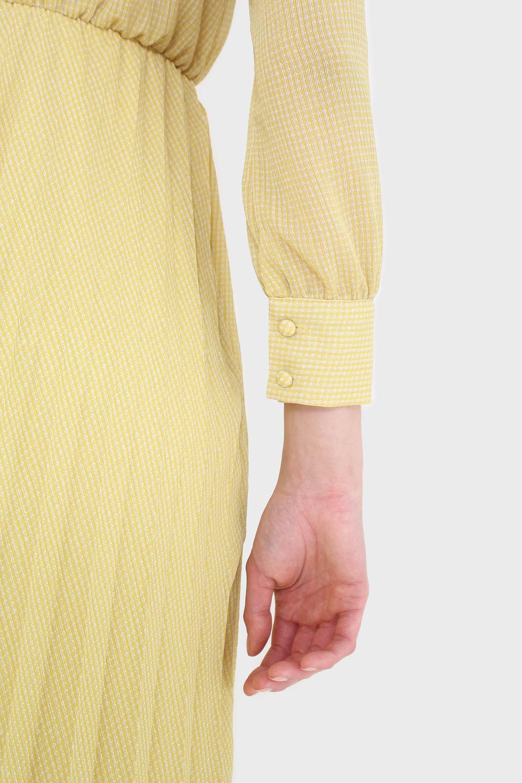 Yellow ruffle tie dress