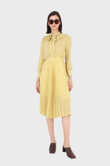Yellow ruffle tie dress