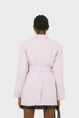 Lilac multi-button oversized belted blazer
