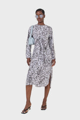 Light blue animal print cross over waist maxi dress
