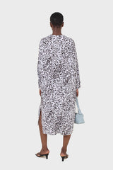 Light blue animal print cross over waist maxi dress