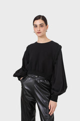Black balloon sleeved sweatshirt