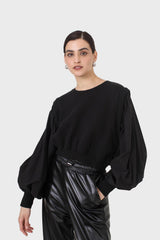 Black balloon sleeved sweatshirt