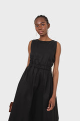 Black sleeveless flare open back maxi dress