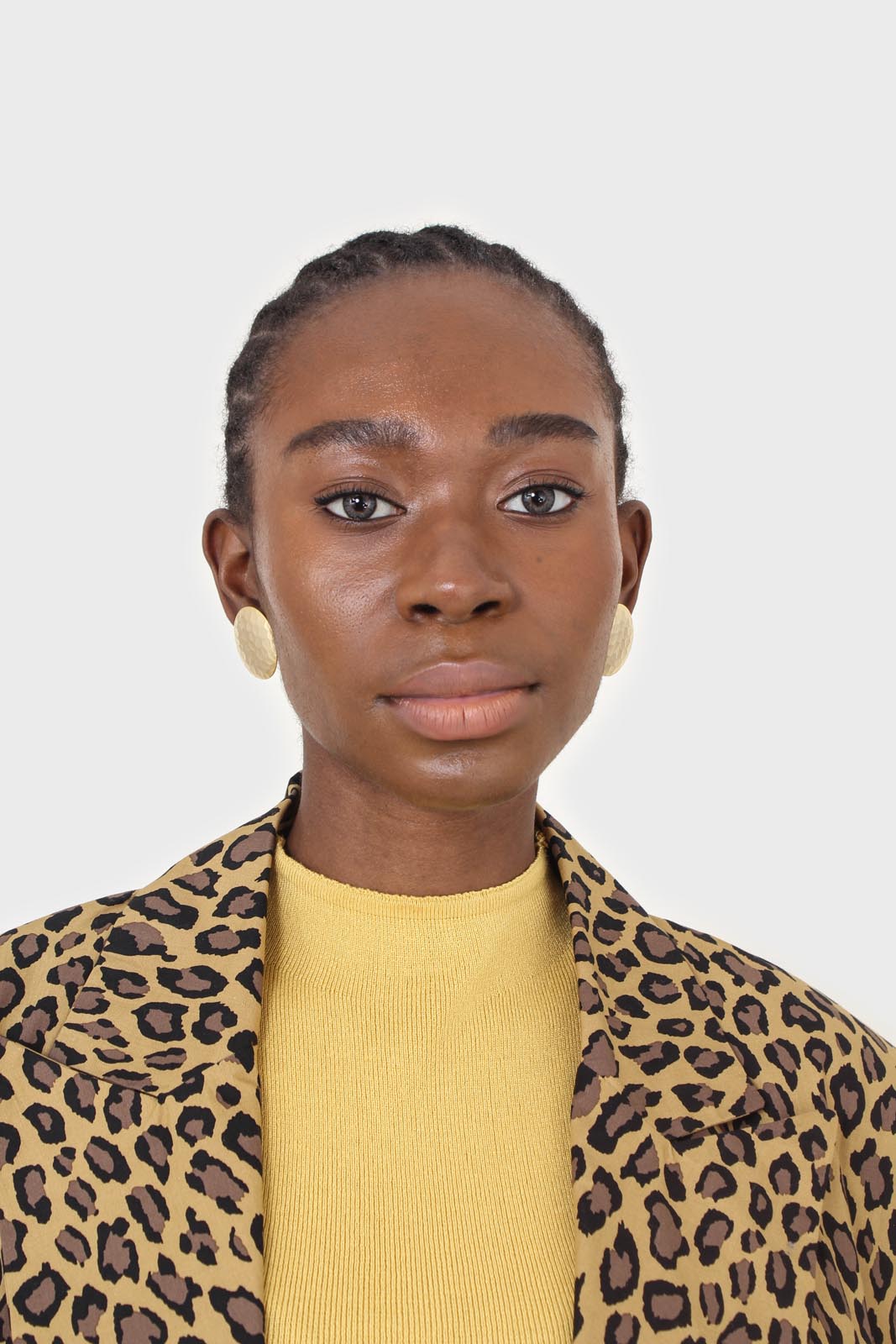 Mustard and brown leopard print blazer