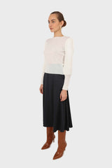 Ivory mid balloon sleeve knit top