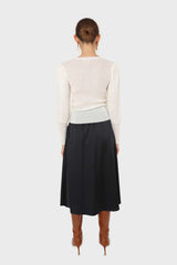 Ivory mid balloon sleeve knit top
