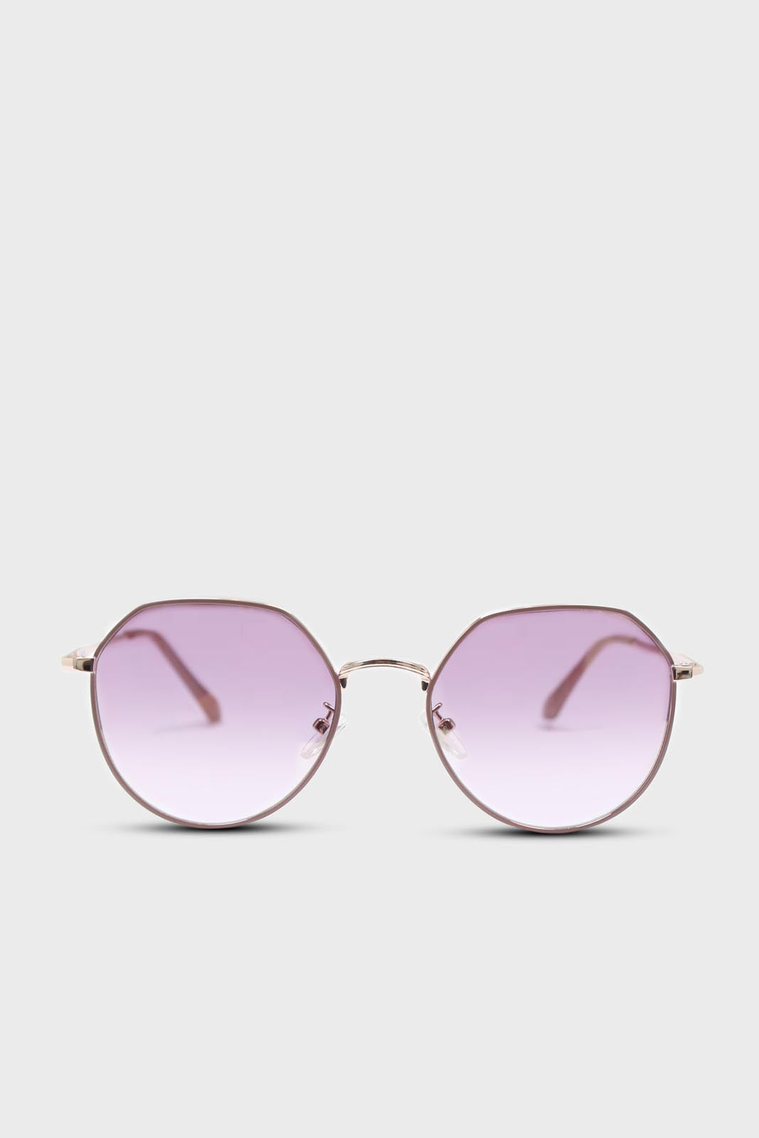 Pink trim dusty pink lens angled aviator sunglasses