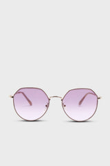 Pink trim dusty pink lens angled aviator sunglasses