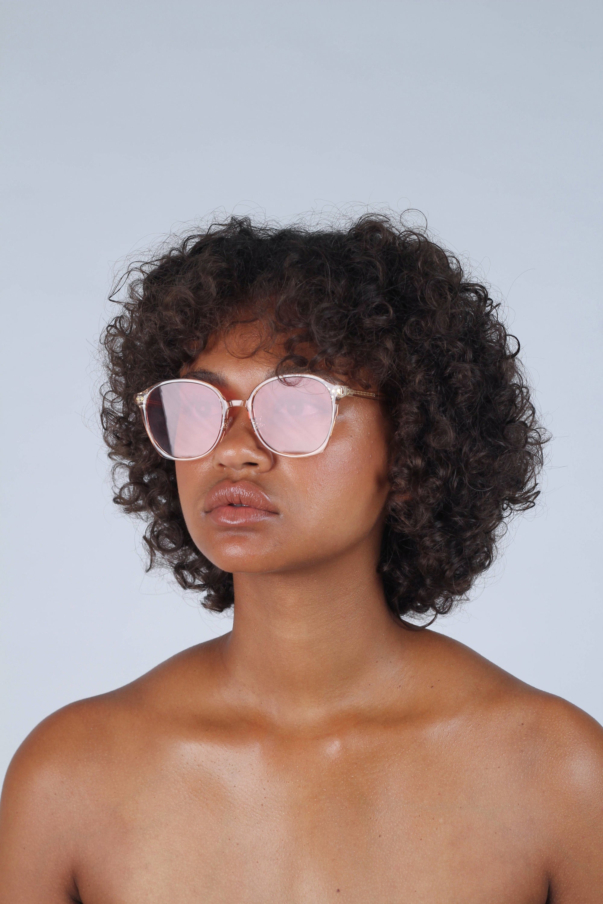 Pink perspex frame classic sunglasses