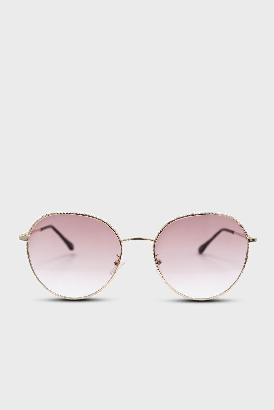 Beige graded lens gold frame aviator sunglasses