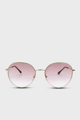 Beige graded lens gold frame aviator sunglasses