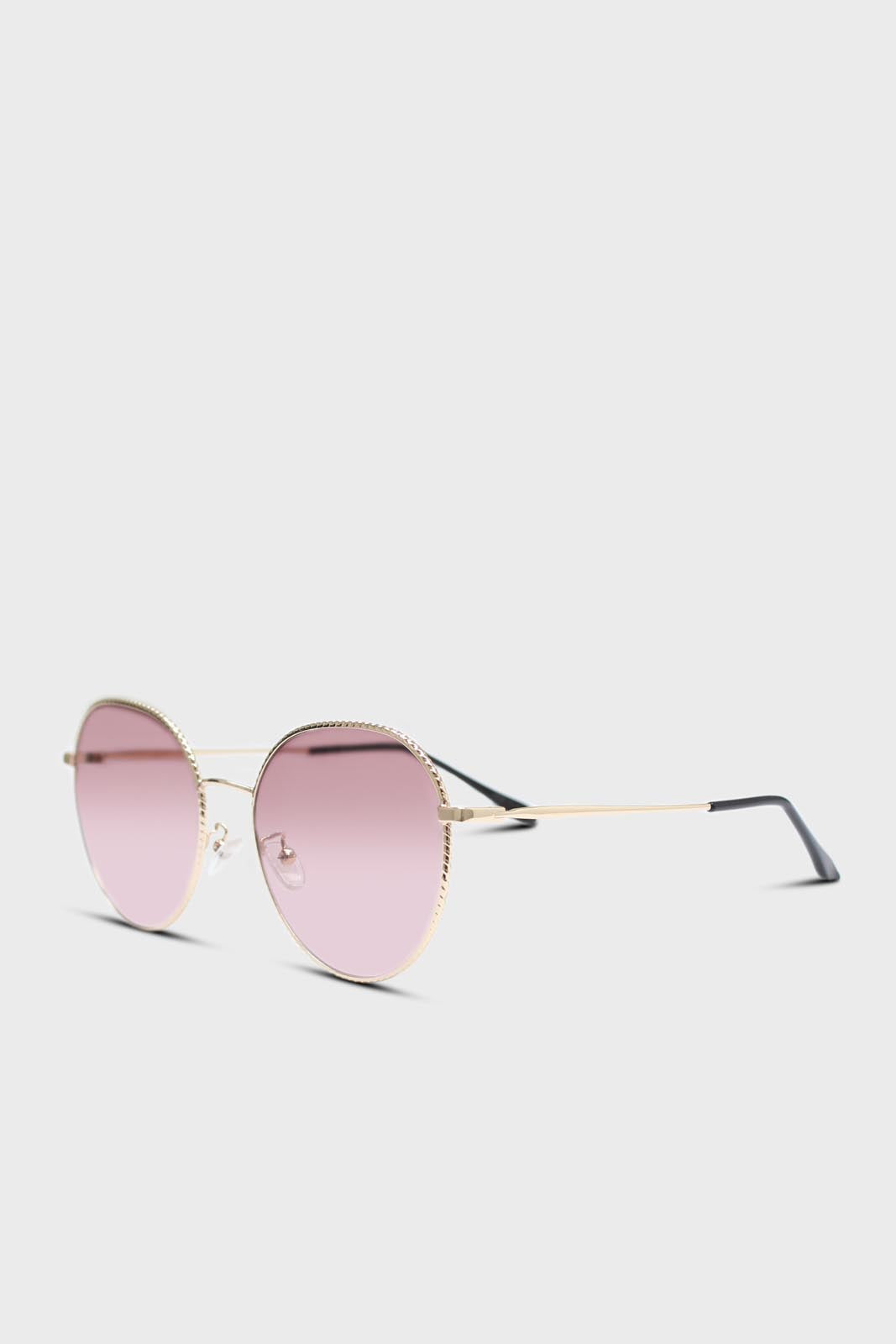 Beige graded lens gold frame aviator sunglasses