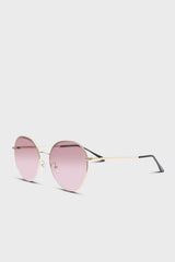 Beige graded lens gold frame aviator sunglasses