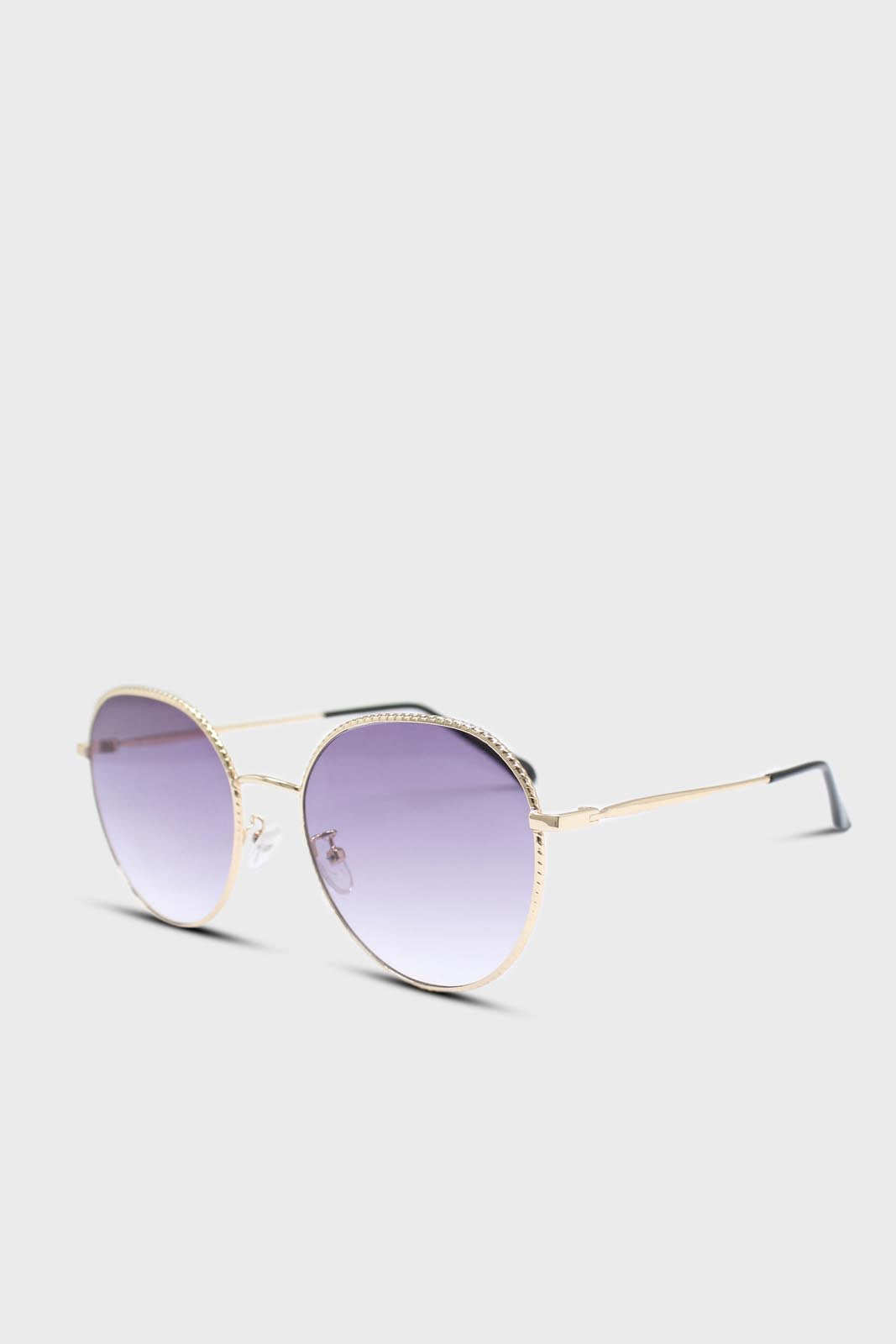 Lilac graded lens gold frame aviator sunglasses
