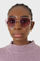Lilac graded lens gold frame aviator sunglasses