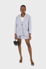 Powder blue contrast button oversized blazer