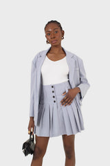 Powder blue contrast button oversized blazer