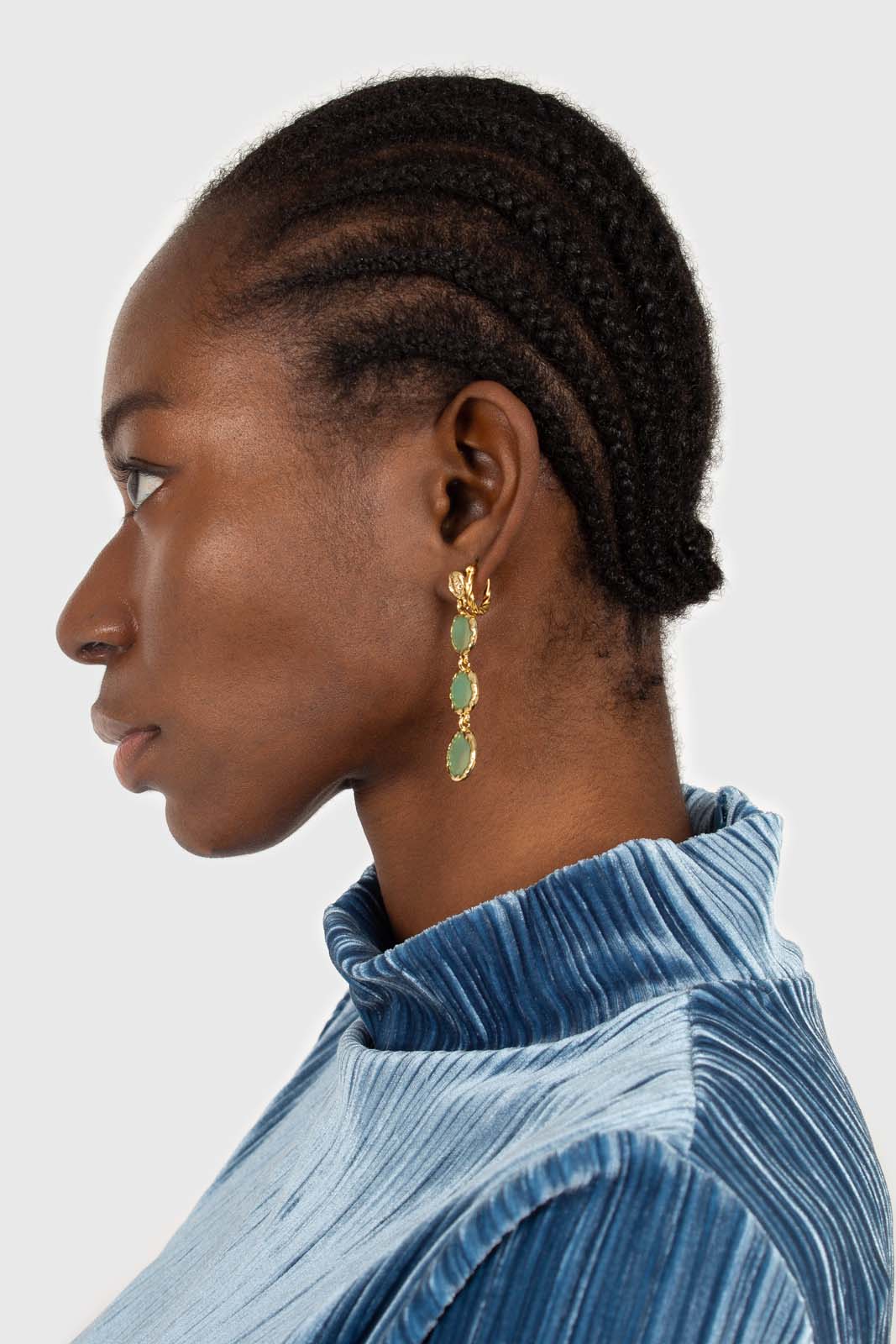 Mid blue micro ribbed silky top