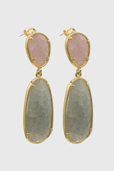 Pink and green gem drop earrings