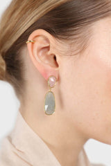 Pink and green gem drop earrings
