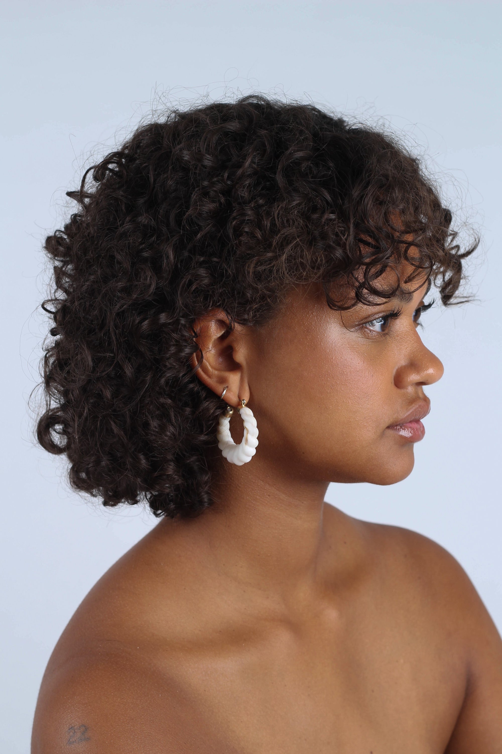 Ivory rope twist hoop earrings