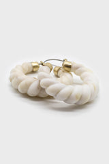 Ivory rope twist hoop earrings