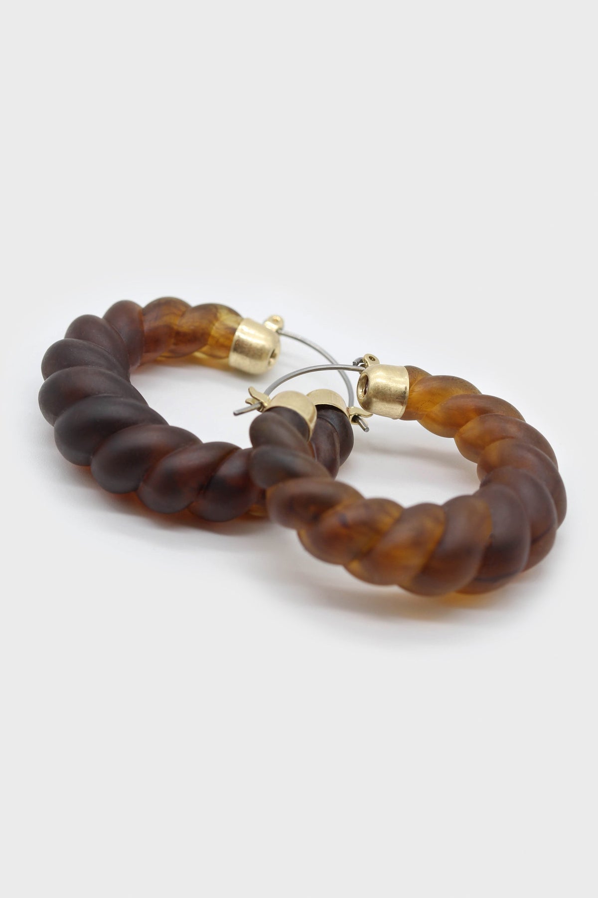 Brown rope twist hoop earrings