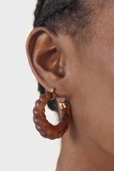 Brown rope twist hoop earrings