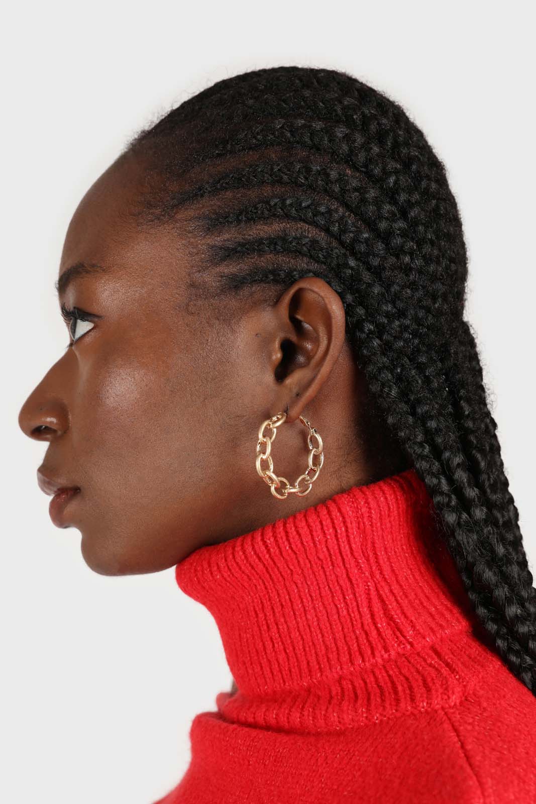 Gold chain link hoop earrings