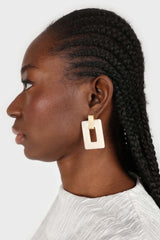 Ivory square gold loop linking earrings