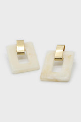 Ivory square gold loop linking earrings