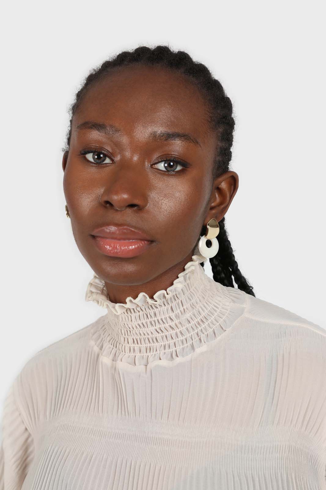 Gold and ivory linking circle earrings