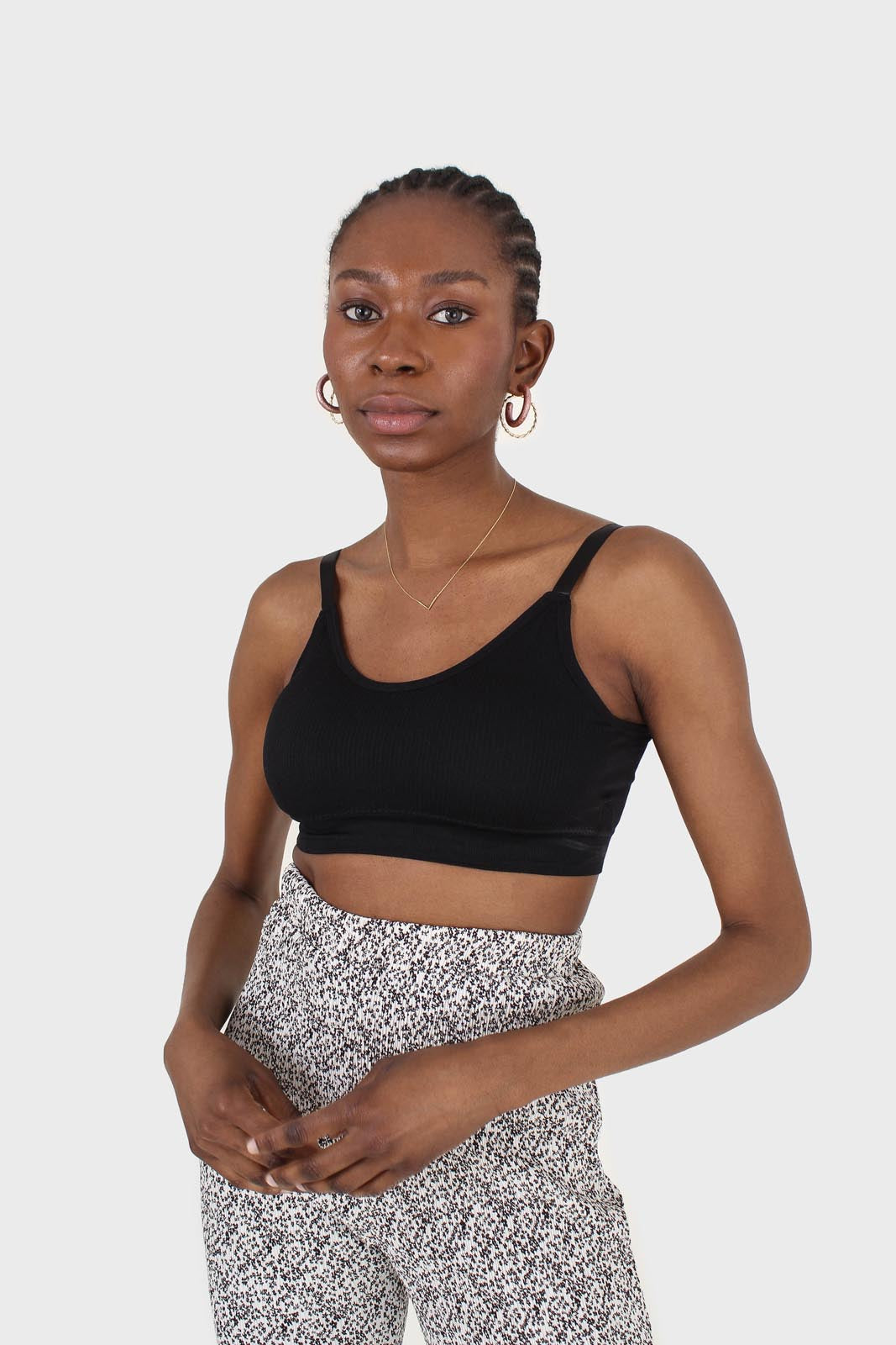 Black ribbed bra top