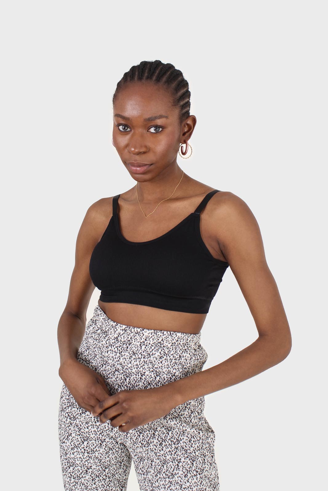 Black ribbed bra top