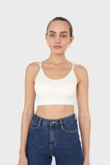 White ribbed bra top