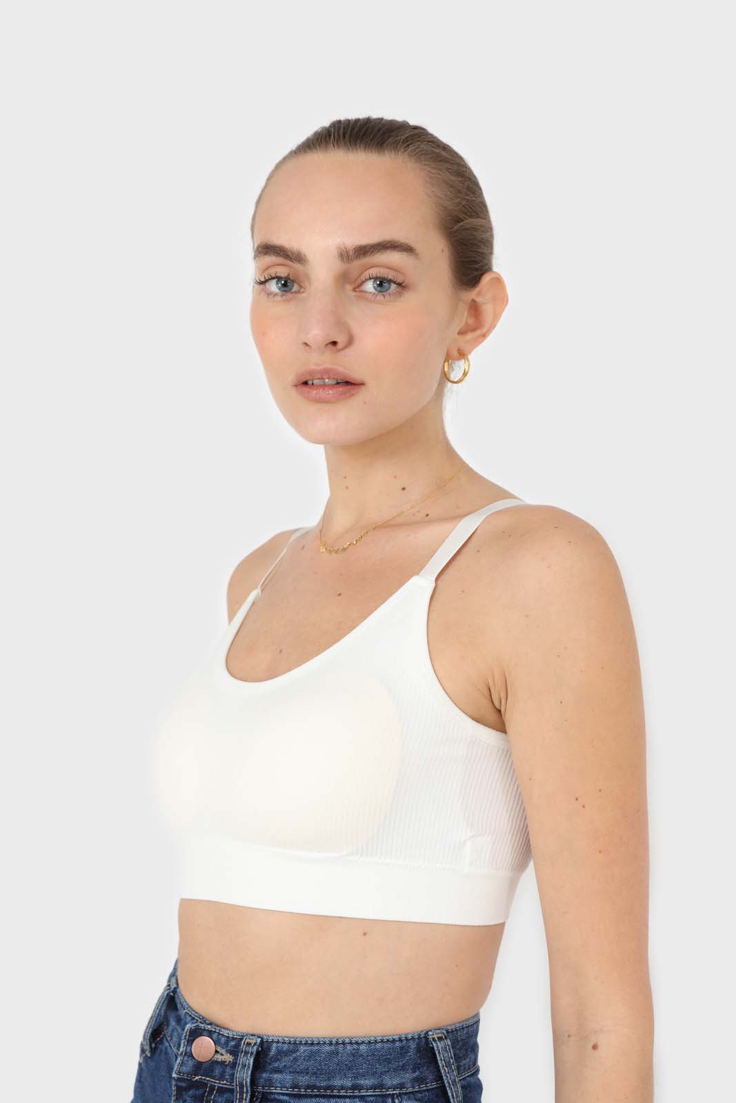 White ribbed bra top