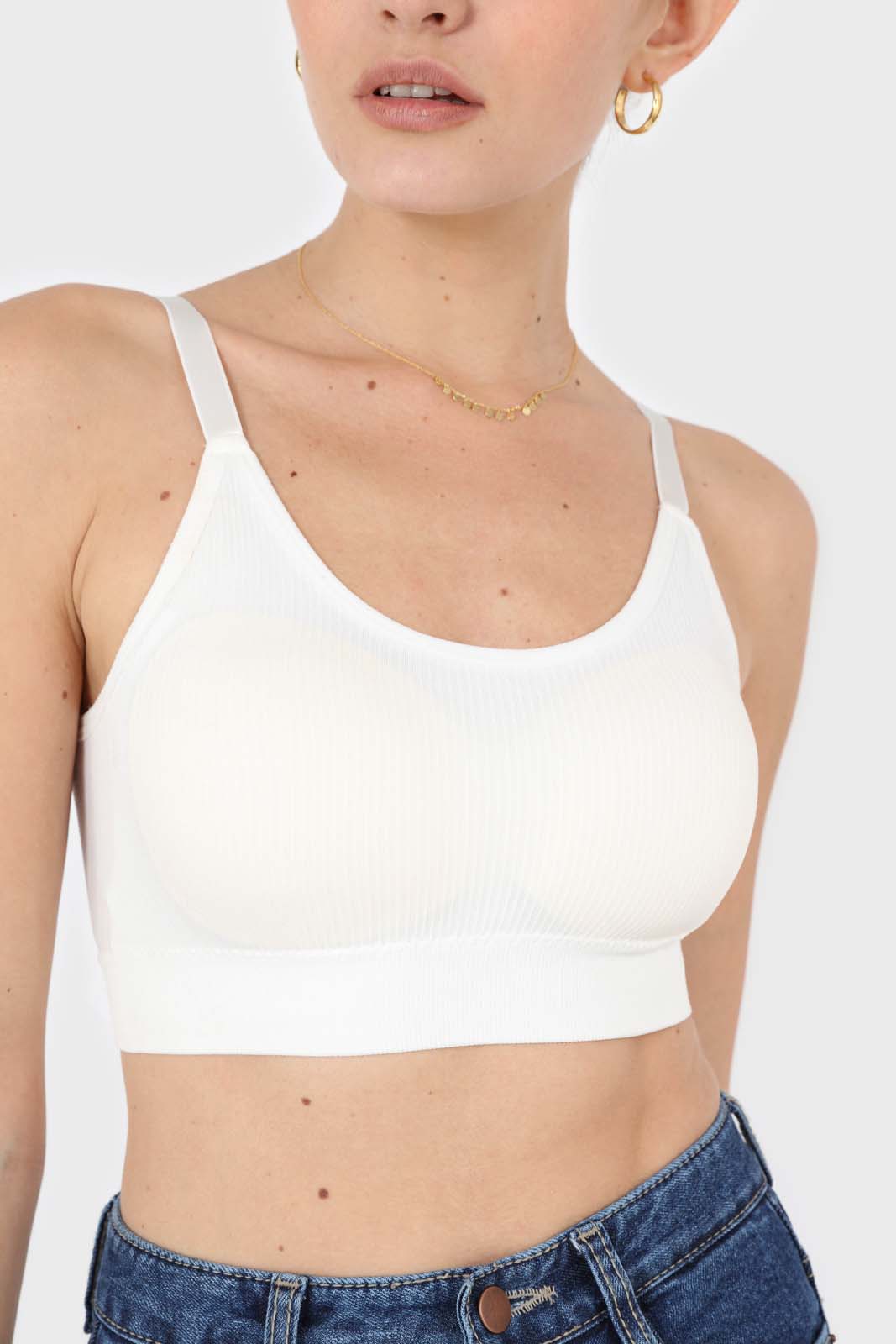 White ribbed bra top