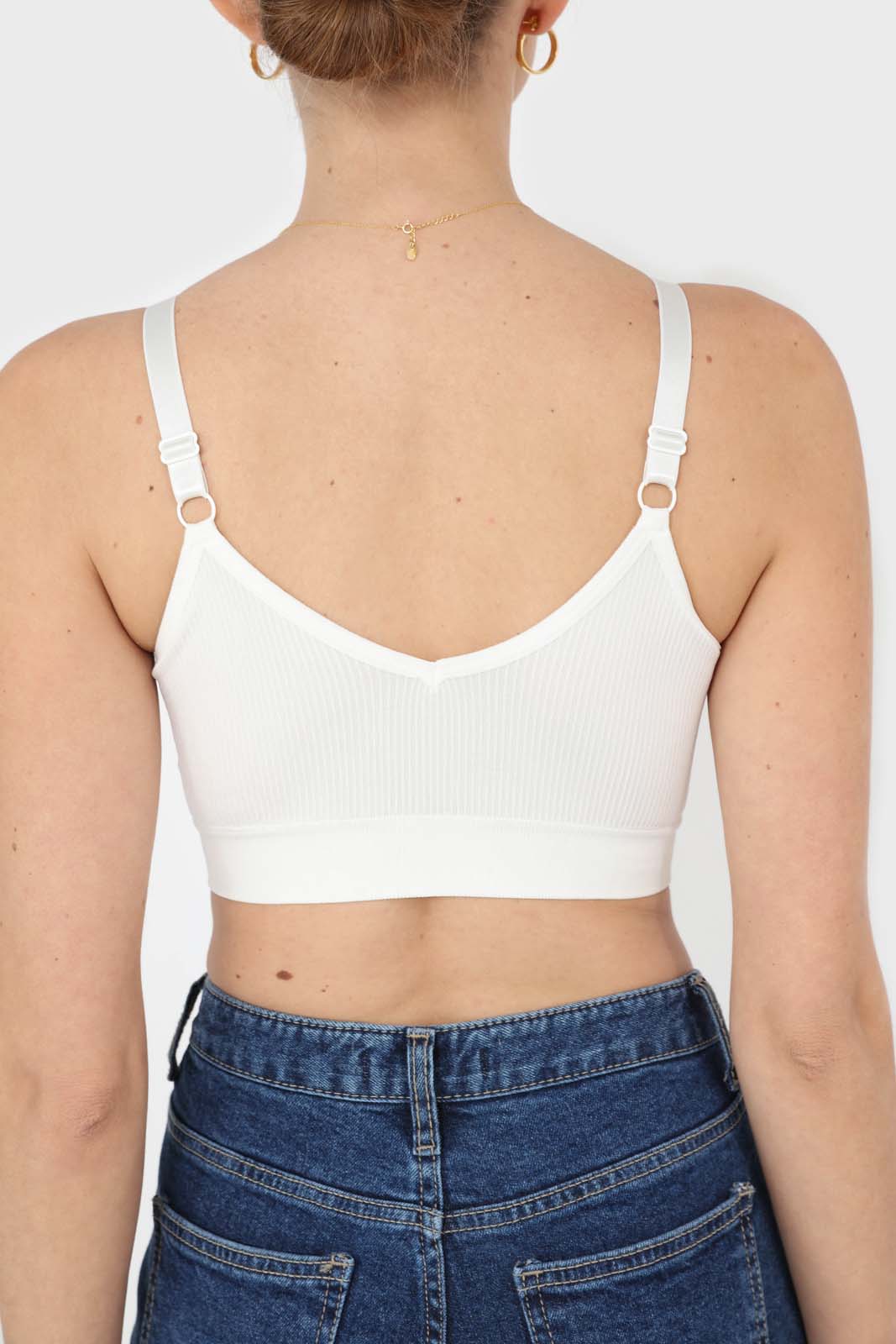 White ribbed bra top