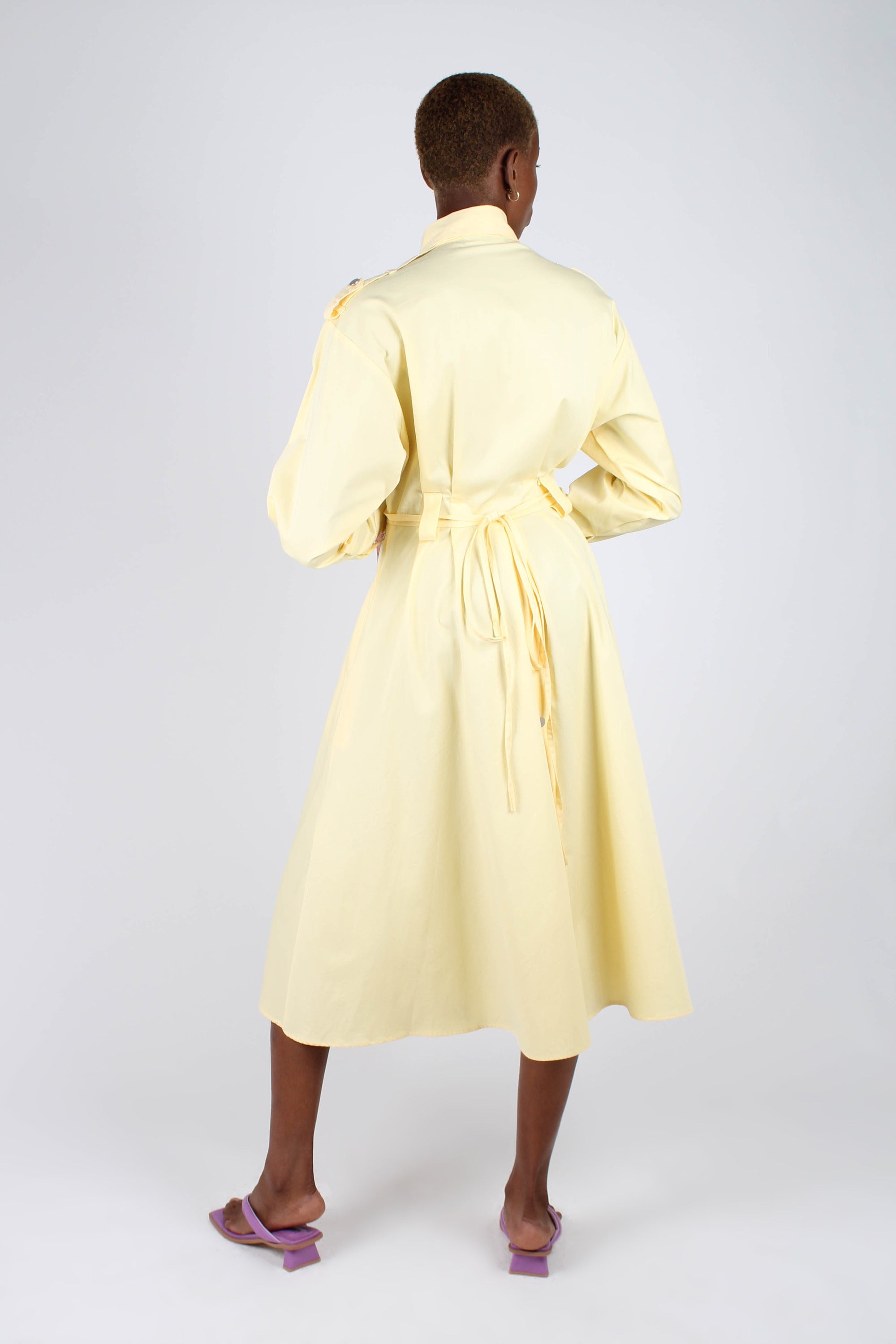 Lemon button front utility maxi dress