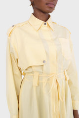 Lemon button front utility maxi dress