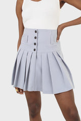 Powder blue pleated mini skirt set