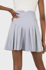 Powder blue pleated mini skirt set