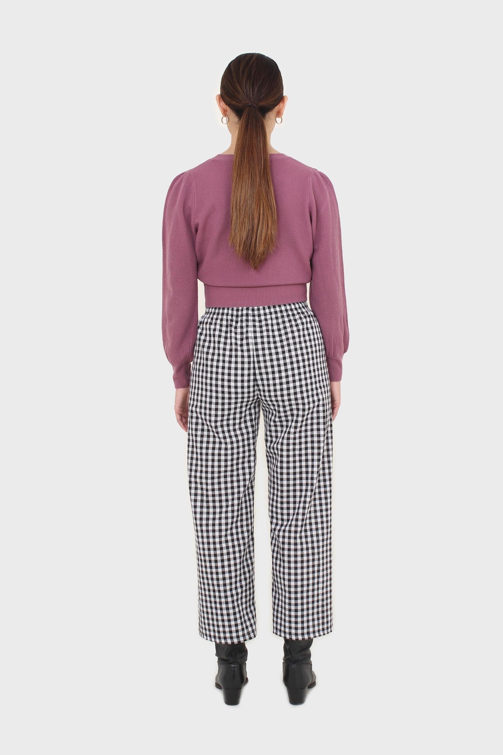Purple balloon sleeve crop jumper