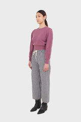 Purple balloon sleeve crop jumper