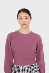 Purple balloon sleeve crop jumper