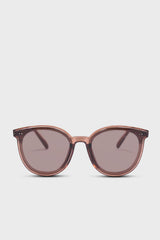 Burgundy thick frame classic round sunglasses