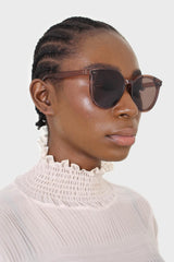 Burgundy thick frame classic round sunglasses