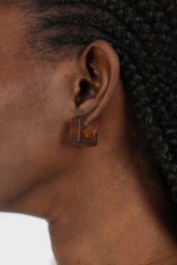 Tortoise shell thick square hoop earrings