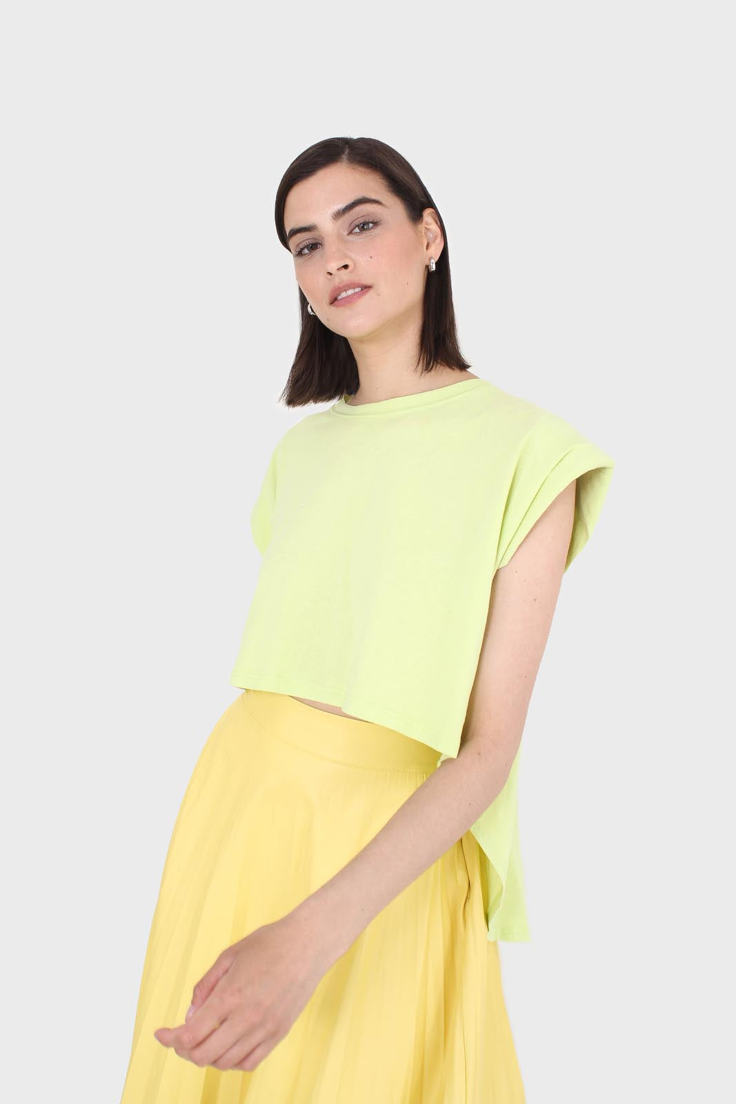 Green high low hem padded muscle tee